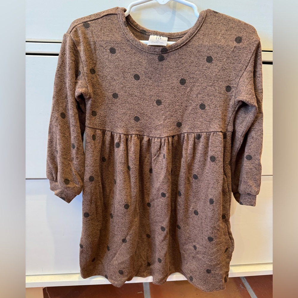 GAP Brown Kids Dress with Black Polka Dots